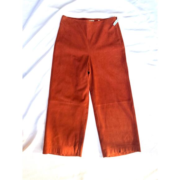 Vince Pants Size 6 Fall Culottes Suede Wide Leg Cropped in Brick Red Orange - Picture 3 of 16